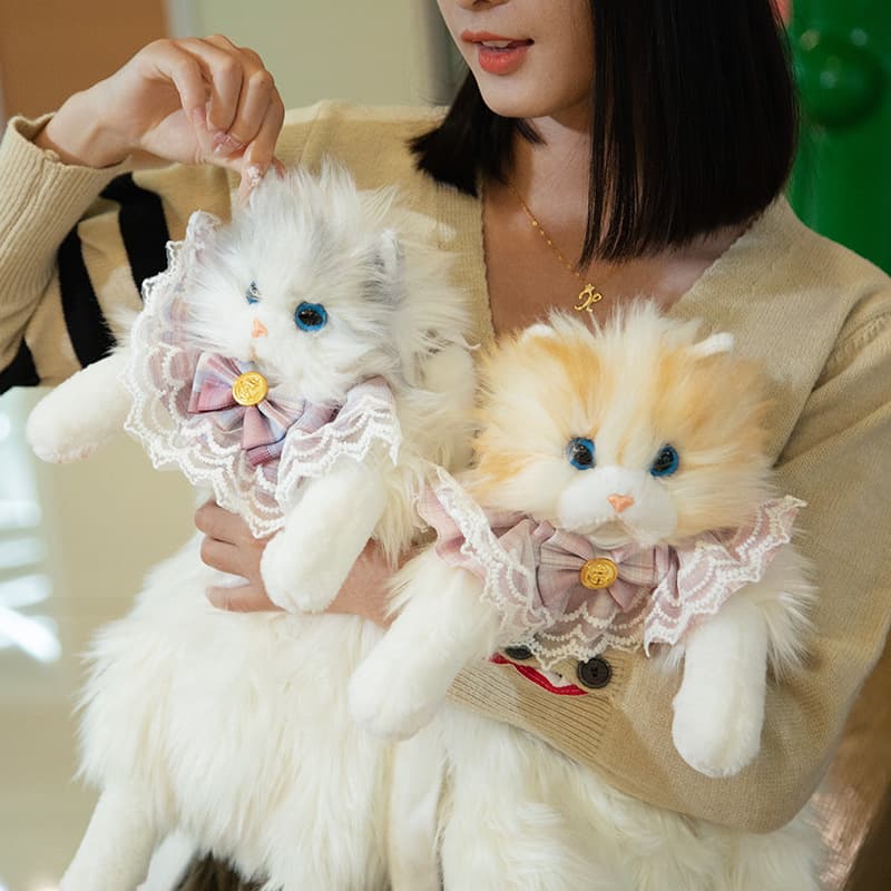 Cute Realistic Plush Cat Bag Doll Backpack Calico Cat Stuffed Bag Single Shoulder Bag Crossbody Backpack for Women