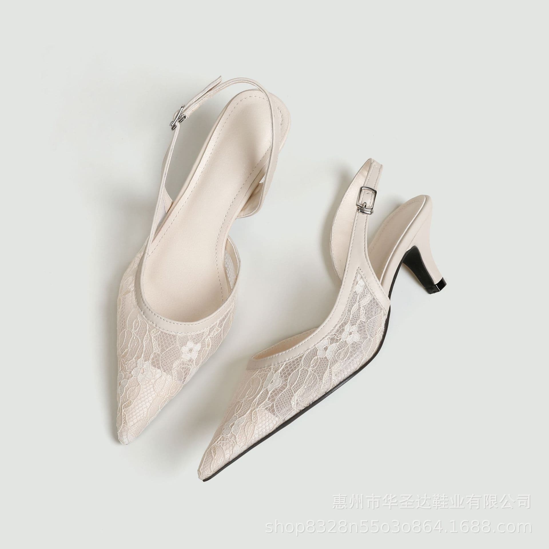 Cross-Border New Toe Cover Lace Hollow Pointed High Heel Sandals, Summer Breathable Versatile Sandals, Fashion Women's Sandals