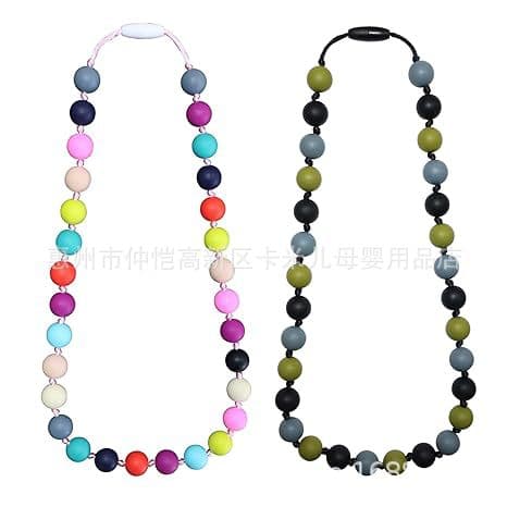 Sensory Chewing Necklace for Kids, Silicone Chewable Necklace for Autistic Children, Silicone Stress Relief Necklace