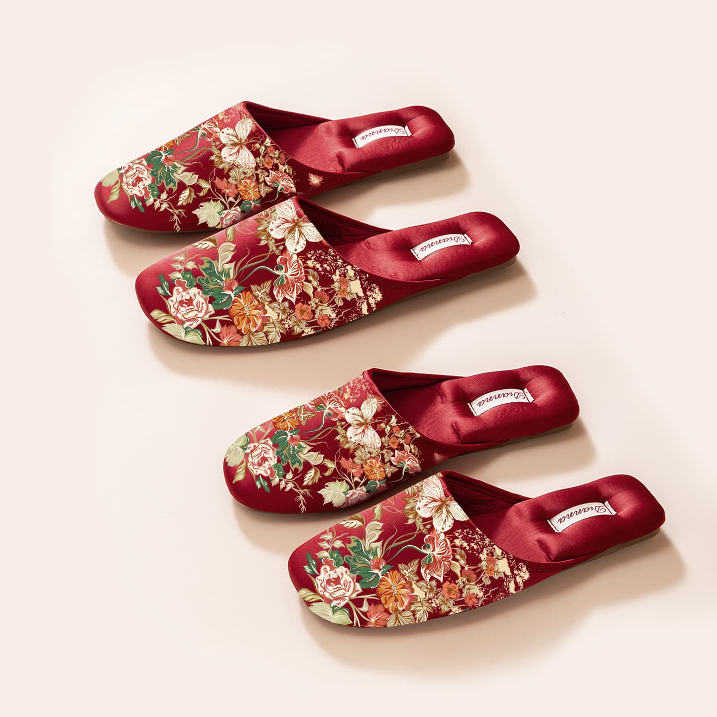 Premium Indoor Slippers Wine Red Bridal Wedding Slippers Thick Sole Anti-Slip Durable Warmth Dowry Slippers