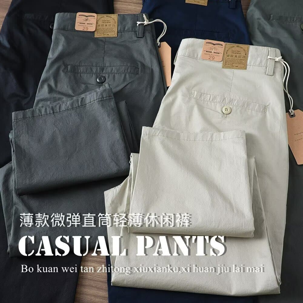 Stretch Fabric Retro Cargo Pants for Men Spring Autumn New Casual Long Pants Loose Plus Size Straight Leg Pants