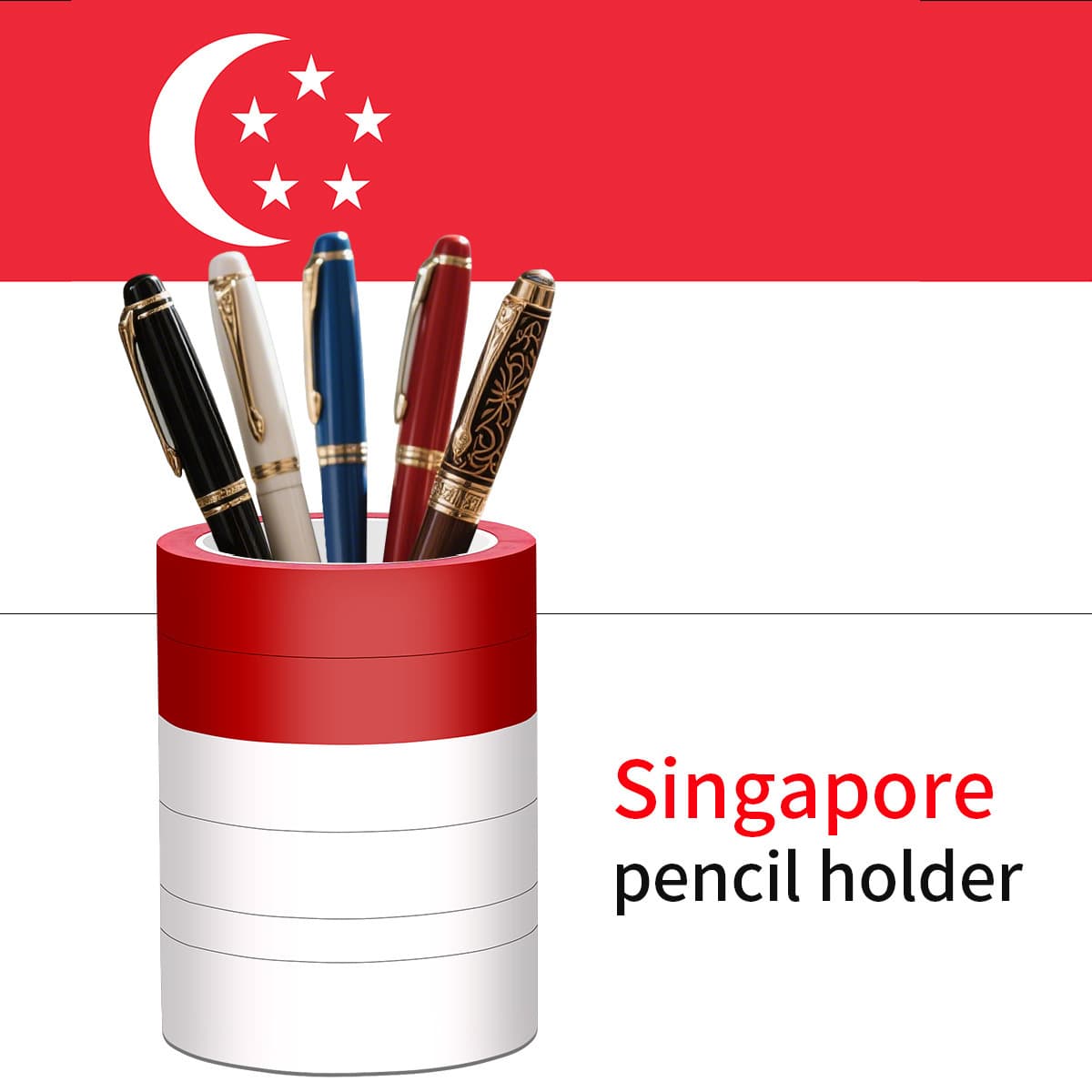 Singapore flag pattern pen holder for teachers in graduation season, cultural and creative gifts pen holder gift pen holder foreign trade agency
