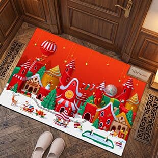 Cross-border Amazon Door Mat Entrance Mat Water-absorbent Dirt-resistant Crystal Velvet Mat Quick-dry Christmas Non-slip Mat Wholesale