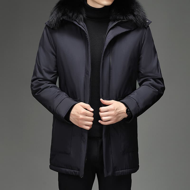 Men's Autumn and Winter Down Jacket Men's Mid-length Removable for Middle-aged and Elderly Men's Jacket