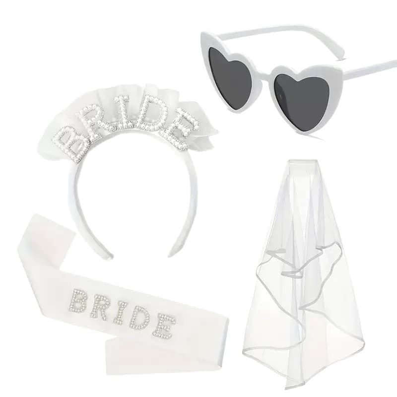 Amazon Best-Selling Bride Shoulder Veil Headband Eye Mask Set Bridal Accessories Kit Letter Style Wholesale