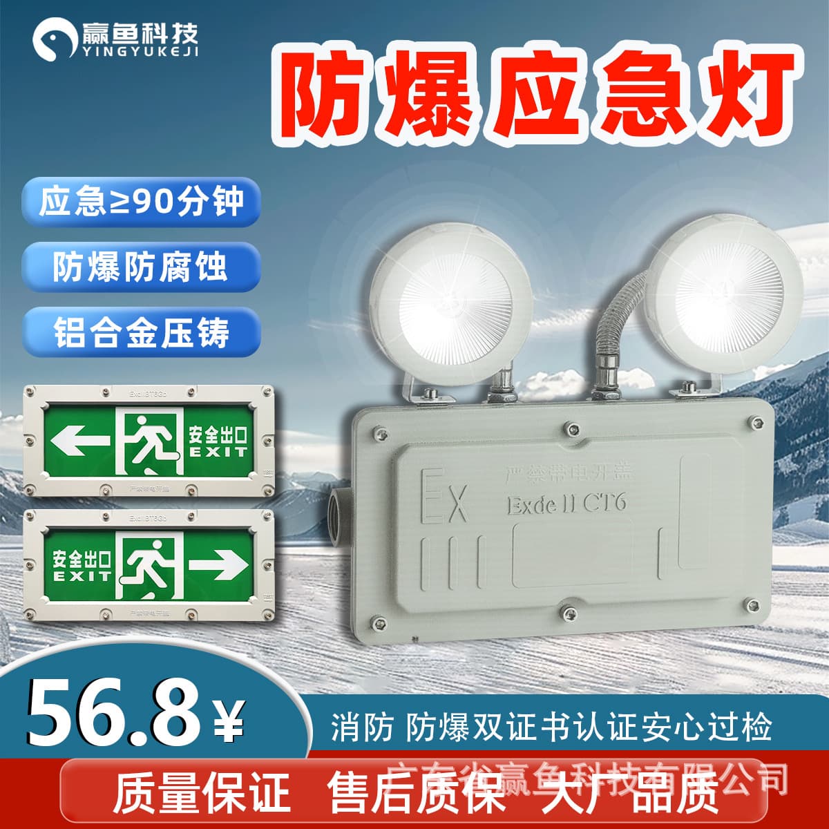 Explosion-proof emergency light, double-headed lighting, LED evacuation sign light, fire-fighting lighting, gas station EX safety exit light