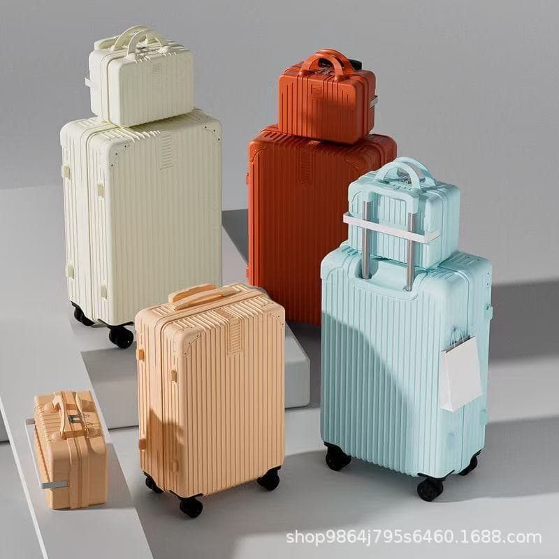 High-Aesthetic Trolley Case, Large Capacity Student Combination Lock Suitcase, Durable Travel Case for Men, 20-inch Carry-on Luggage