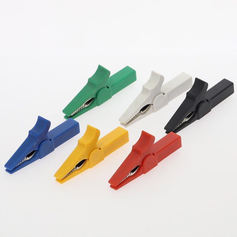 32A High Current Pure Copper 10MM Fully Enclosed Sheath Alligator Clips, Small High-Voltage Clamps with 4mm Banana Jack Test Clips