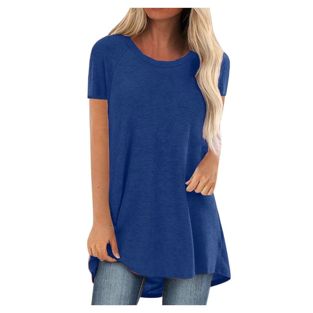 BB-1 Women's Solid Color T-Shirt 2021, Round Neck Loose Short Sleeve Pullover Top for AliExpress Amazon