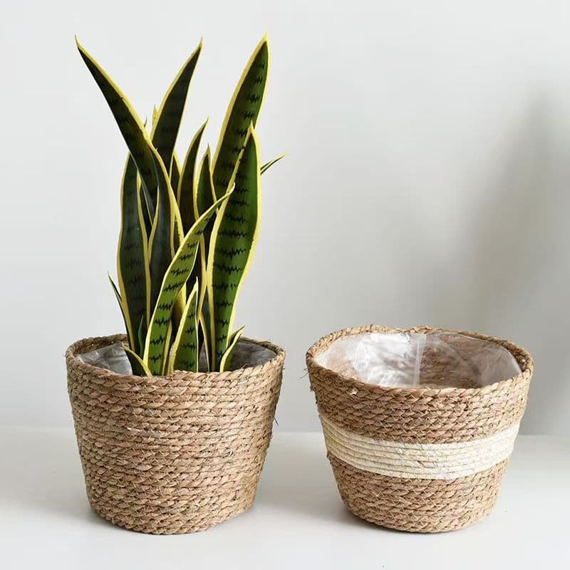 Woven Flower Pot Grass Basket Nordic Style Hug Bucket DIY Living Room Balcony Decorative Potted Plant Green Plant Flower Pot Cover Rattan