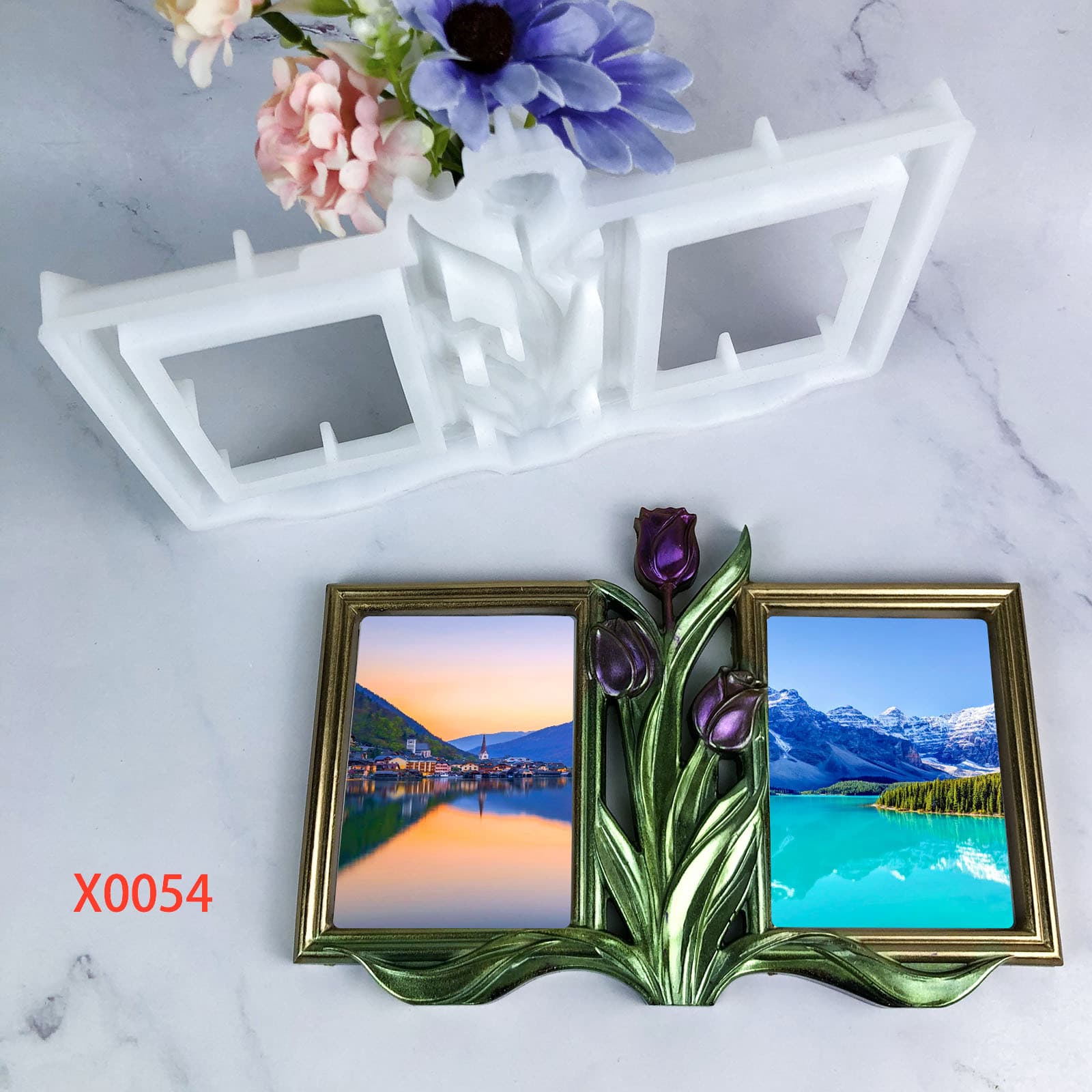X0054 Tulip Picture Frame Decoration Mold, DIY Photo Frame Silicone Mold