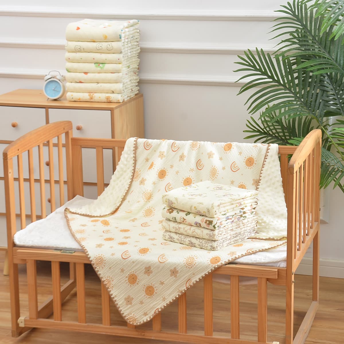 Baby Gauze Bean Blanket, Baby Cover Blanket, Swaddle Blanket, Newborn Crepe Blanket, Infant Nap Blanket