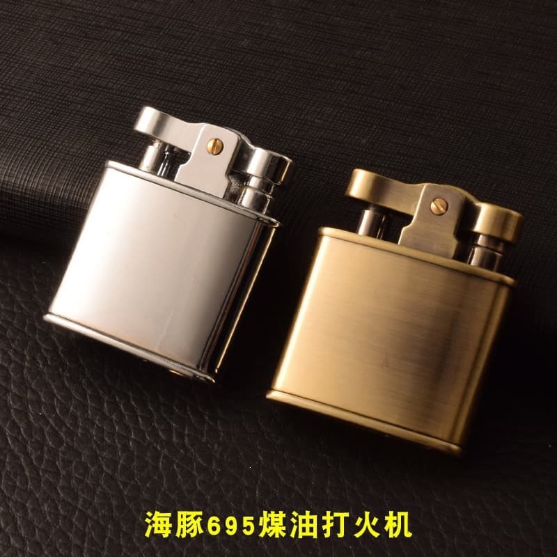 Dolphin Kerosene Lighter 695 Model Creative Vintage Old-Style Grinding Wheel Lighter Push-Button Ignition Men's Lighter