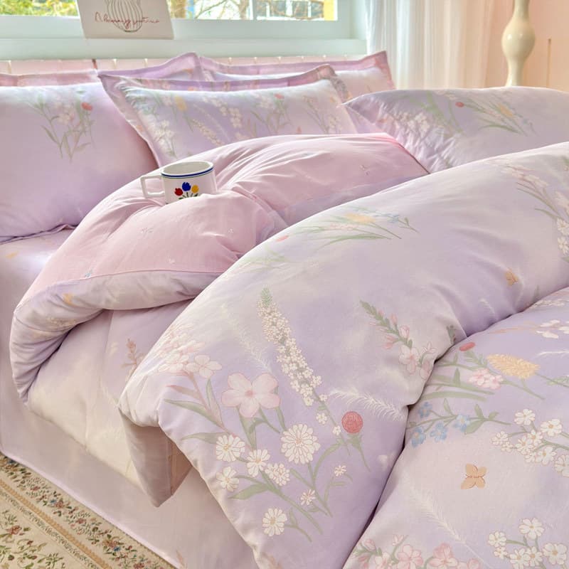 All-Cotton Four-Piece Bedding Set 2026 New Style Pure Cotton Simple and Fresh Bed Sheet Duvet Cover Three-Piece Bedding Set