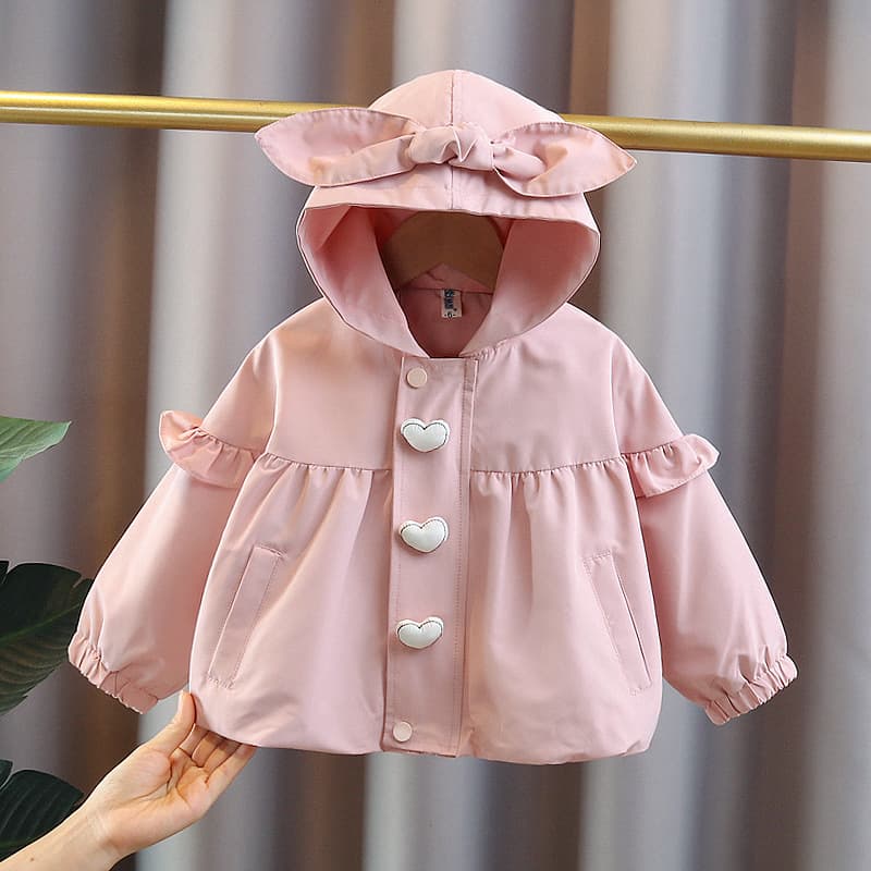 Girls' Spring and Autumn 2025 New Fashionable Hooded Cardigan Jacket for Toddlers and Kids Baby Windbreaker
