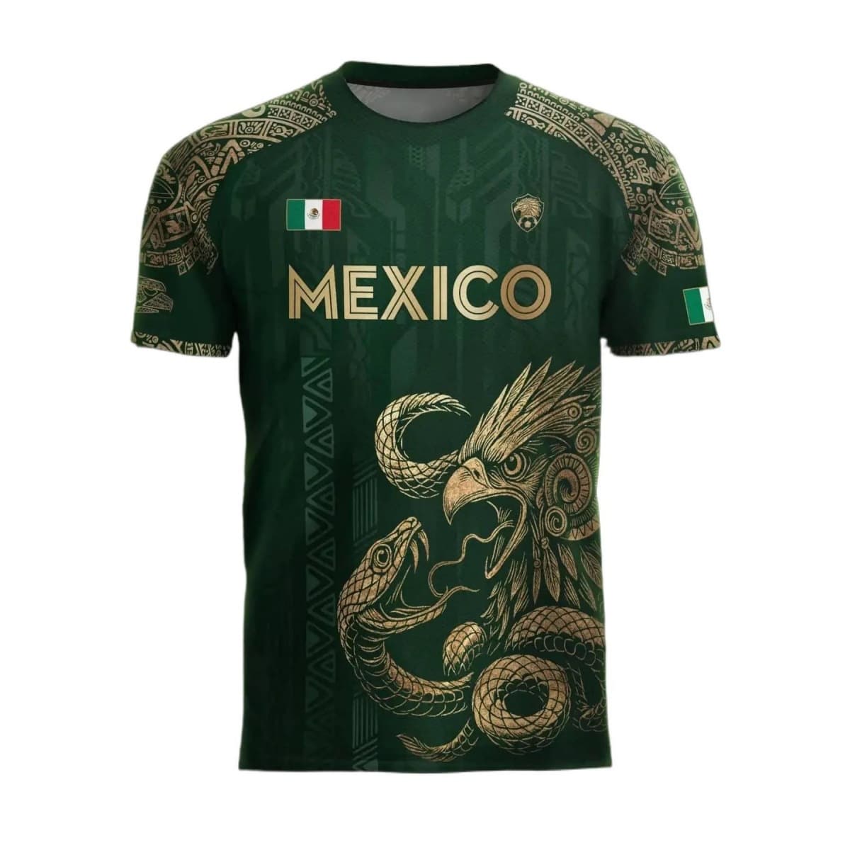 2026 Mexico Aztec Eagle Football Slim Fit All-Season Wear Personalized Animal Tribal Style T-Shirt
