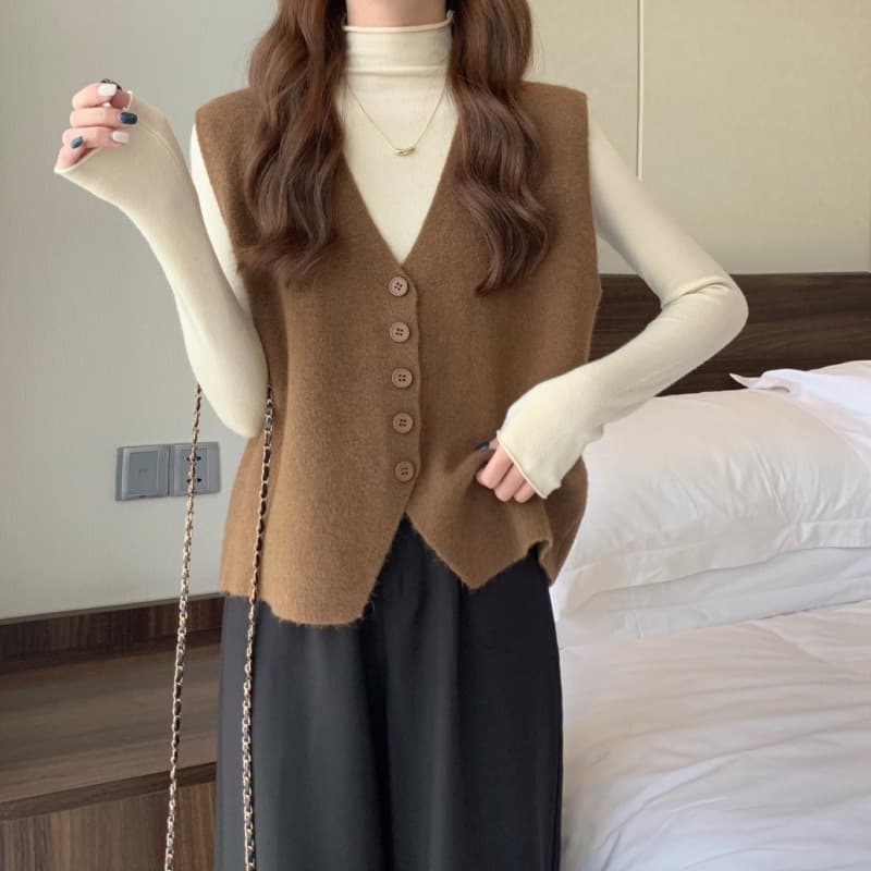 Chanel Style Elegant Commuter Solid Color Knitted Vest Women's 2024 Autumn Winter Fashion Outer Sleeveless Vest Top