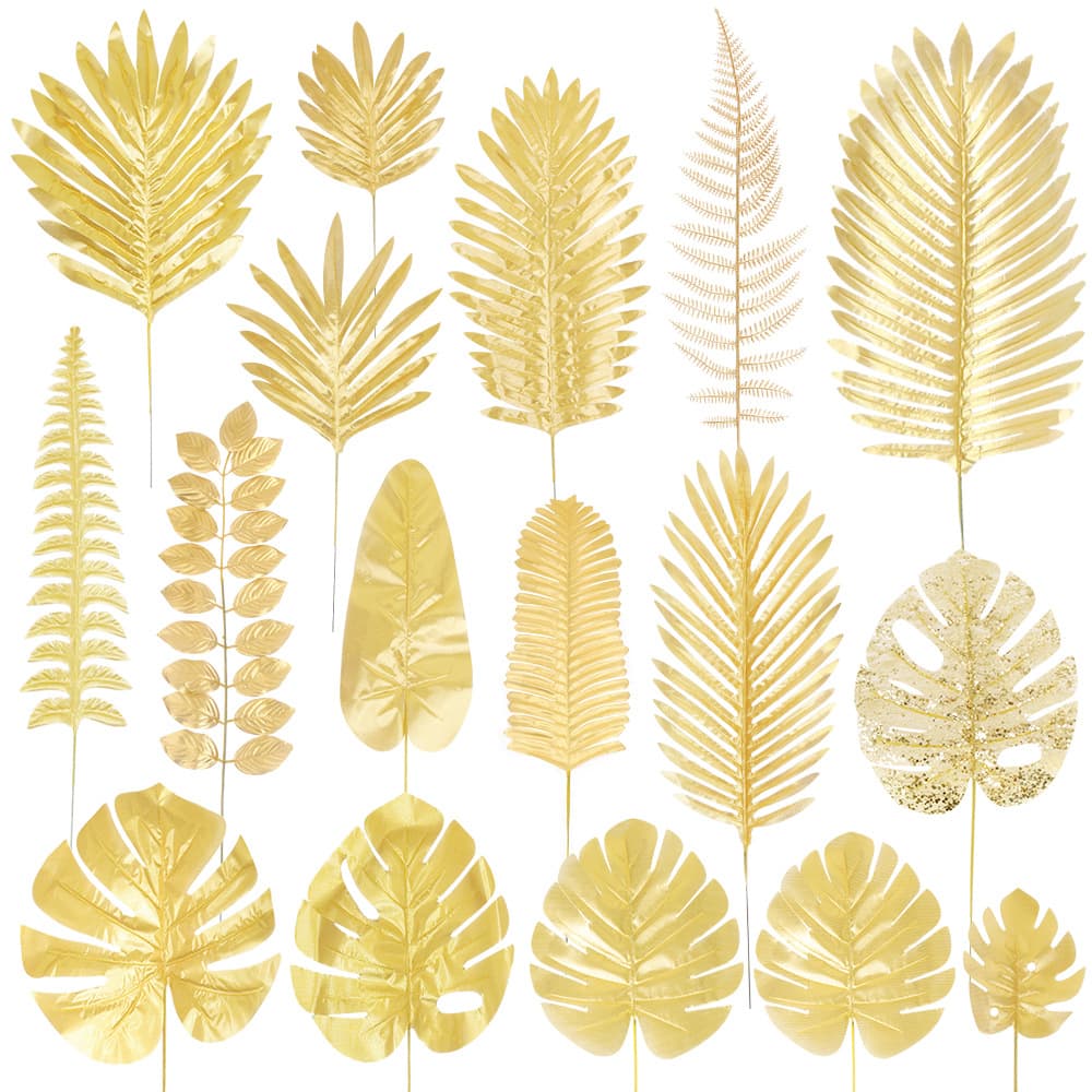 Factory Direct Gold Leaves Wedding Scene Decoration Gold Monstera Leaves Balloon Decoration Artificial Simulation Palm Leaves