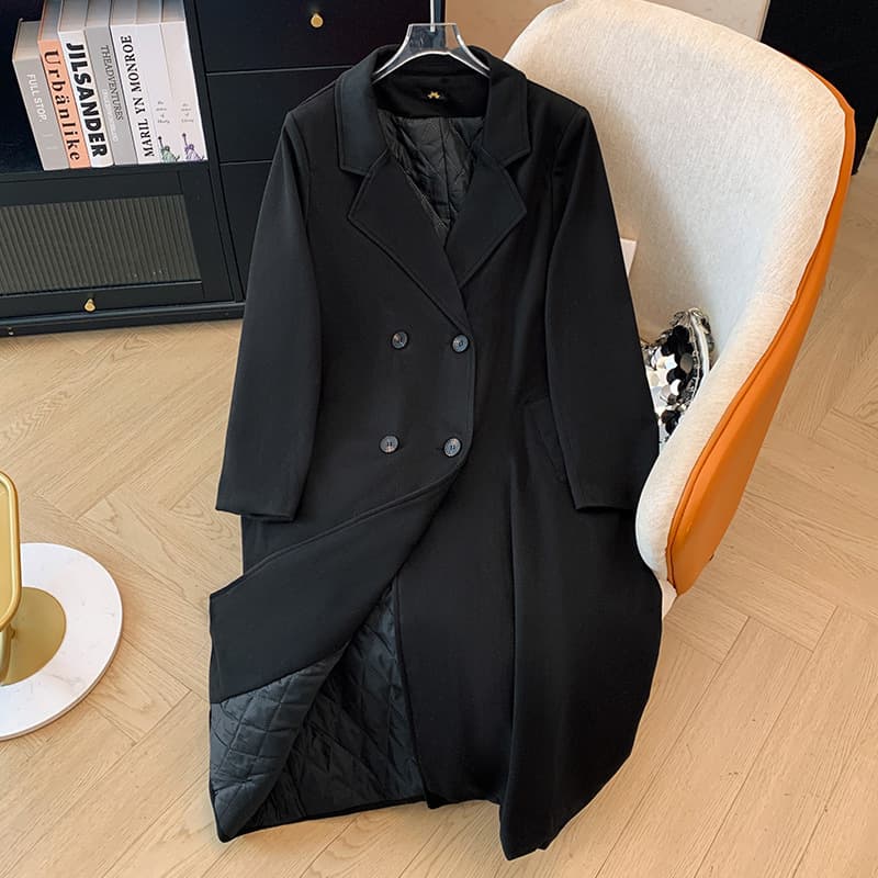 Plus Size Women's Winter Thick Quilted Coat Long Trench Coat Commuter Style Outerwear 2024 Winter New