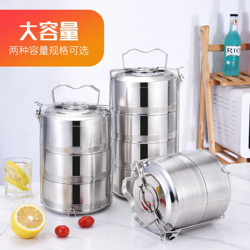 [Layered Anti-Leak] 304 Stainless Steel Insulated Food Container Leak-Proof Lunch Box Multi-functional Thermal Carry Pot Pail