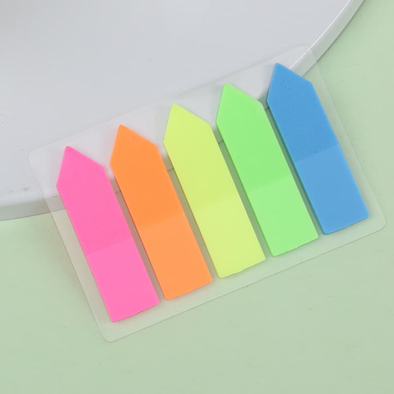 PET Semi-Transparent Index Sticky Notes, Highlight Markers, Waterproof Index Tabs, Fluorescent Arrow Bookmark Sticky Notes