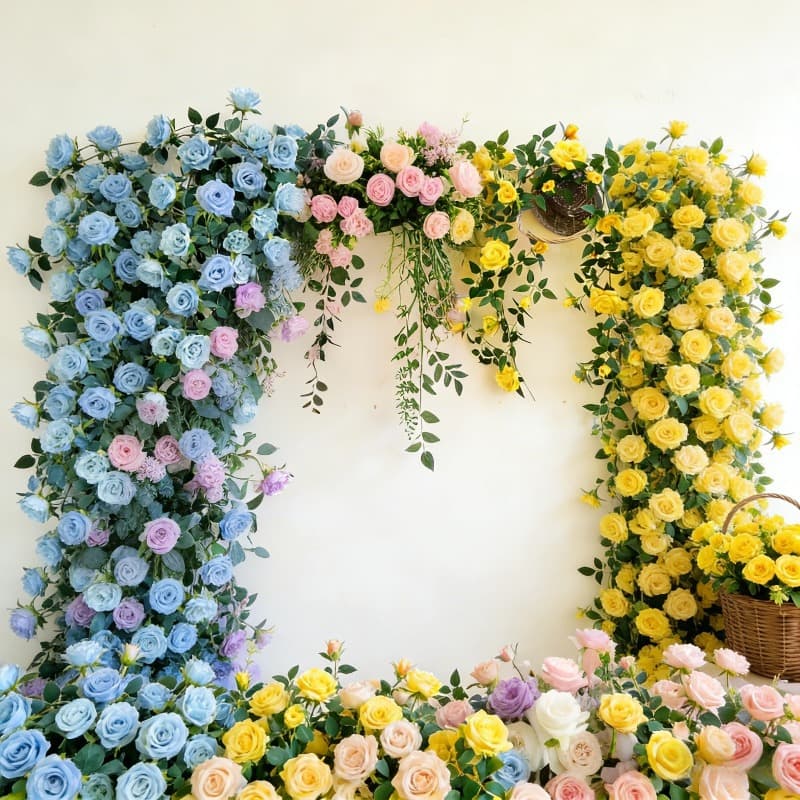 2026 New Simulated Rose Rattan Internet Celebrity Flower Wall Arch Decoration Wedding Photography Background Wall Blocking Pipe
