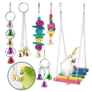 Parrot Toy Set Combination, Chewing Climbing Nail Grinding, Cockatiel Parrot Swing Coconut Shell Bird Nest, Parrot Cage Decoration