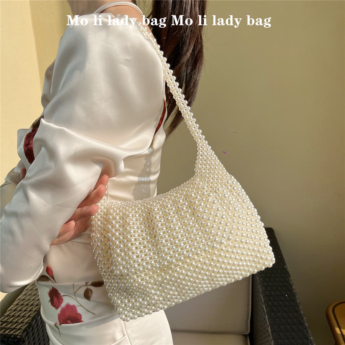 Socialite StyleNiche Vintage Artistic Pearl Small Handbag Casual Versatile Shoulder Bag Underarm Bag For Women