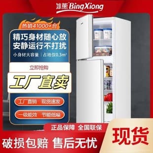 Bingxiong Refrigerator, Small Household, Double-Door for Dormitories and Rentals, Energy-Saving, Large Capacity, Level 1 Energy Efficient