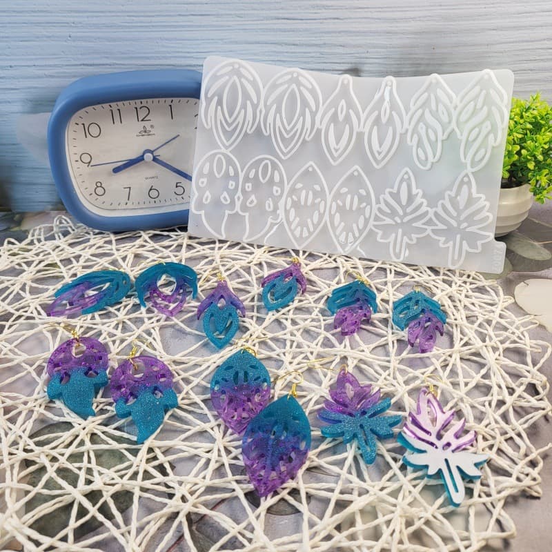 Z0074 Geometric Hollow Leaf Earring Mold Crystal Resin Silicone Mold DIY Decoration Silicone Mold