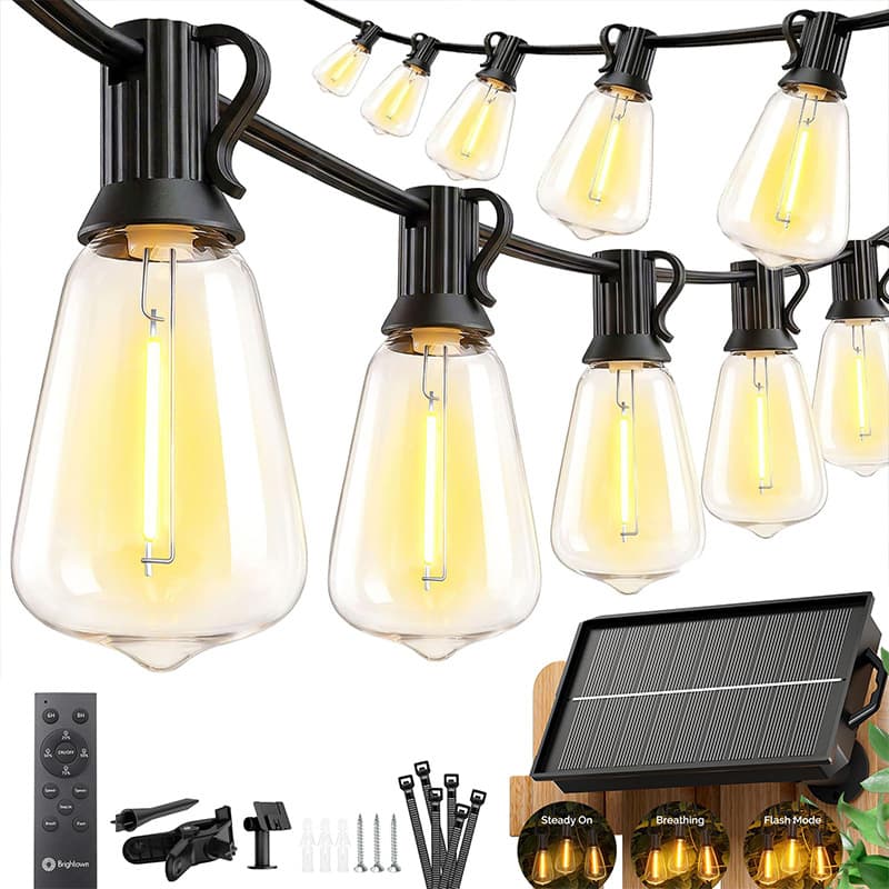 Cross-border ST38 Solar String Lights, Bright Christmas Festival Atmosphere Lights, Outdoor Camping, Gazebo, Garden LED String Lights