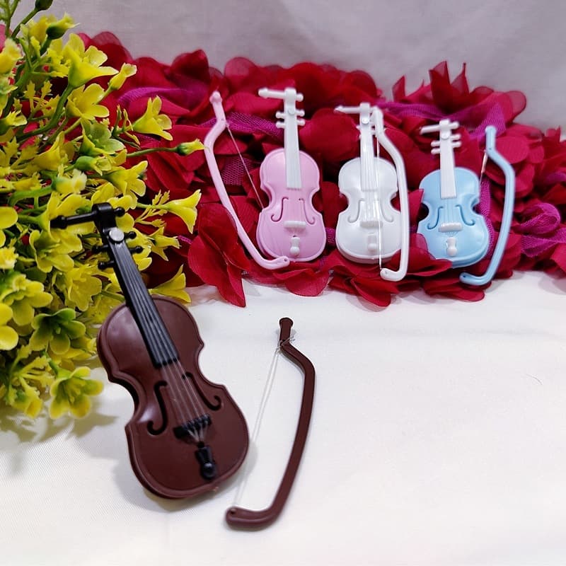 Christmas Holiday Accessories Small Pendant Wood Grain Violin Small Crafts DIY Decorations 3.2*8.5CM