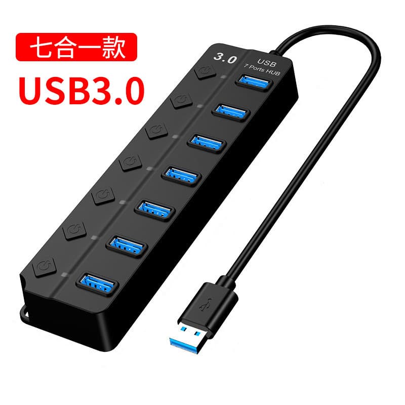 Seven Port Switch Hub 3.0 Docking Station One to Seven Expansion Dock for Laptop Computer USB Hub with Seven Interface Ports