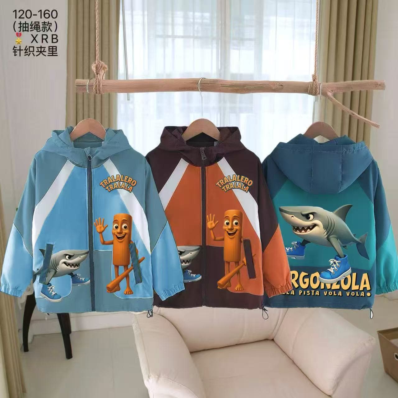 Exclusive for Southeast Asia Hot Seller Tongtongge Stickman Boys' Windbreaker Jacket Medium Large Kids Autumn Windbreaker Trendy