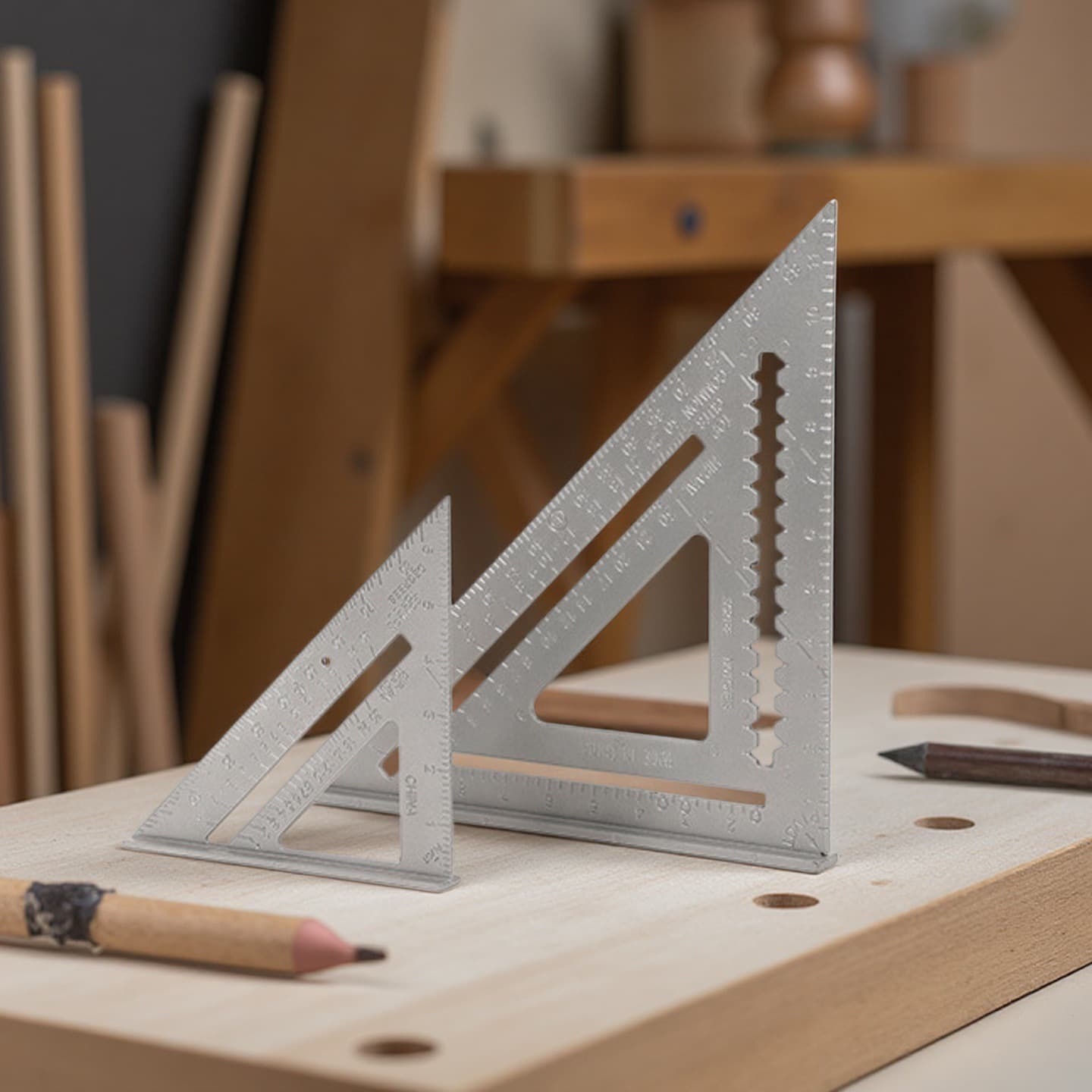 Aluminum Alloy Triangle Ruler High Precision Triangle Square Multifunctional Thickened Woodworking Right Angle Ruler 45 Degree Stainless Steel Ruler