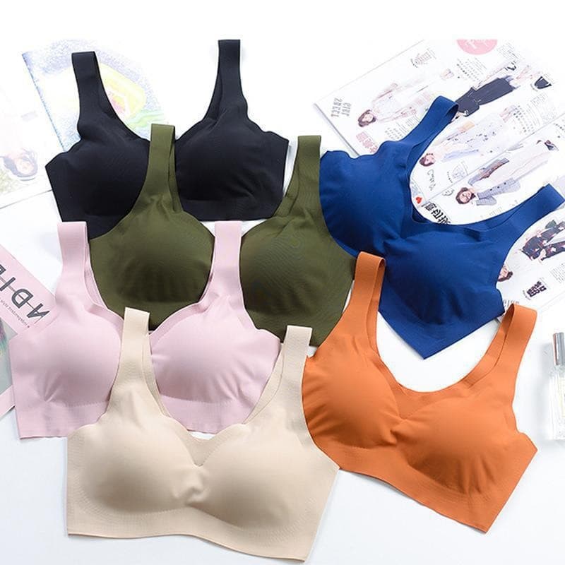 Seamless Bra Plus Size Wire-Free Backless Sports Breathable Anti-Sagging Sleep Vest Style Comfortable Push-Up Women's Bra