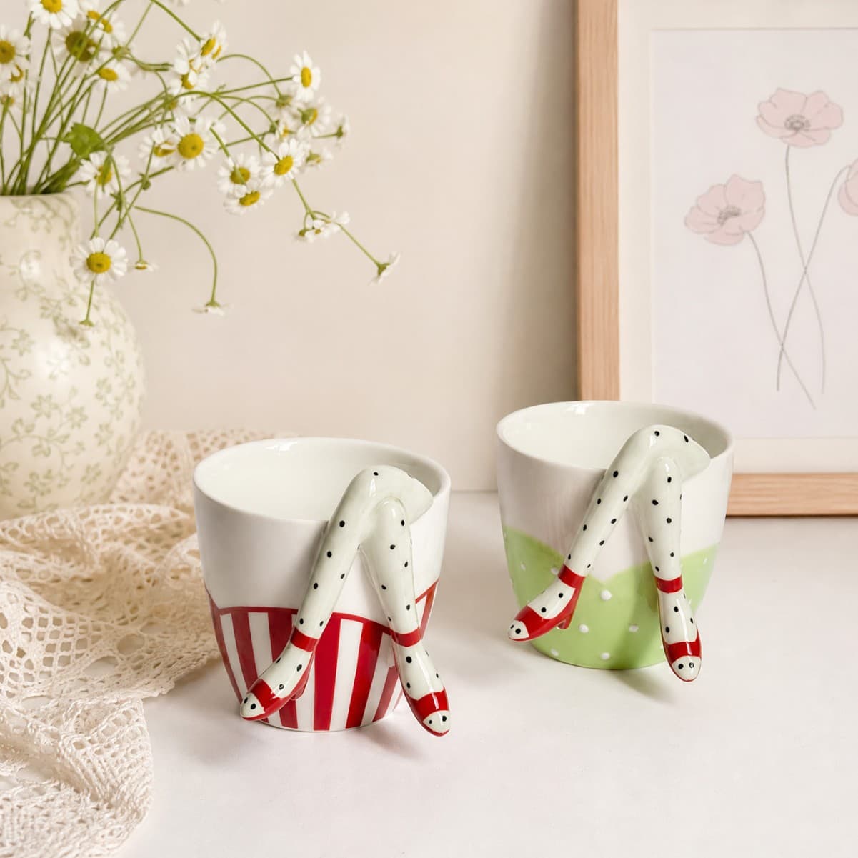 Creative Ins-style Niche Hand-painted Funny Leg Mug Home Ceramic Coffee Mug