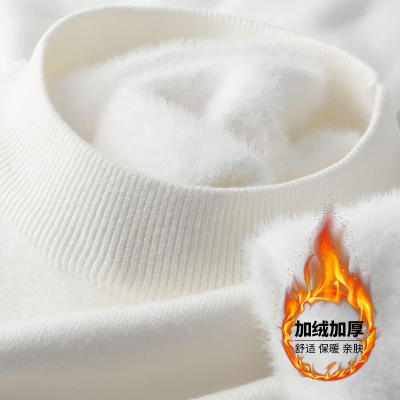 Fleece-Lined Thick Warm Affordable Thermal Half-Turtleneck Sweater for Men Slim Fit Solid Color Knit Pullover Base Layer Wholesale