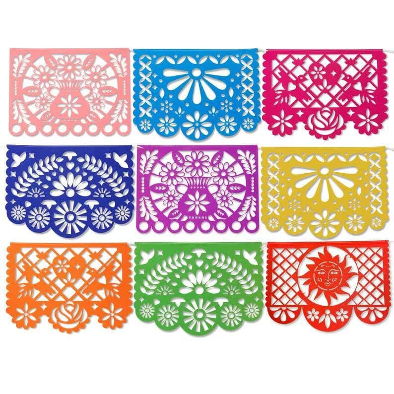 Cross-border Supply Mexico Bunting Piñata Party Banner Felt Day of the Dead Colorful Hollow-out Garland