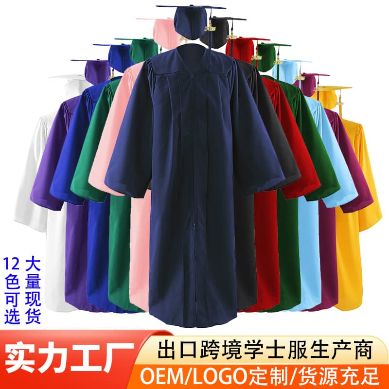 Cross-border Amazon American-style Bachelor's Gown Graduation Cap and Gown Set for Adults, Doctoral and Master's Robes