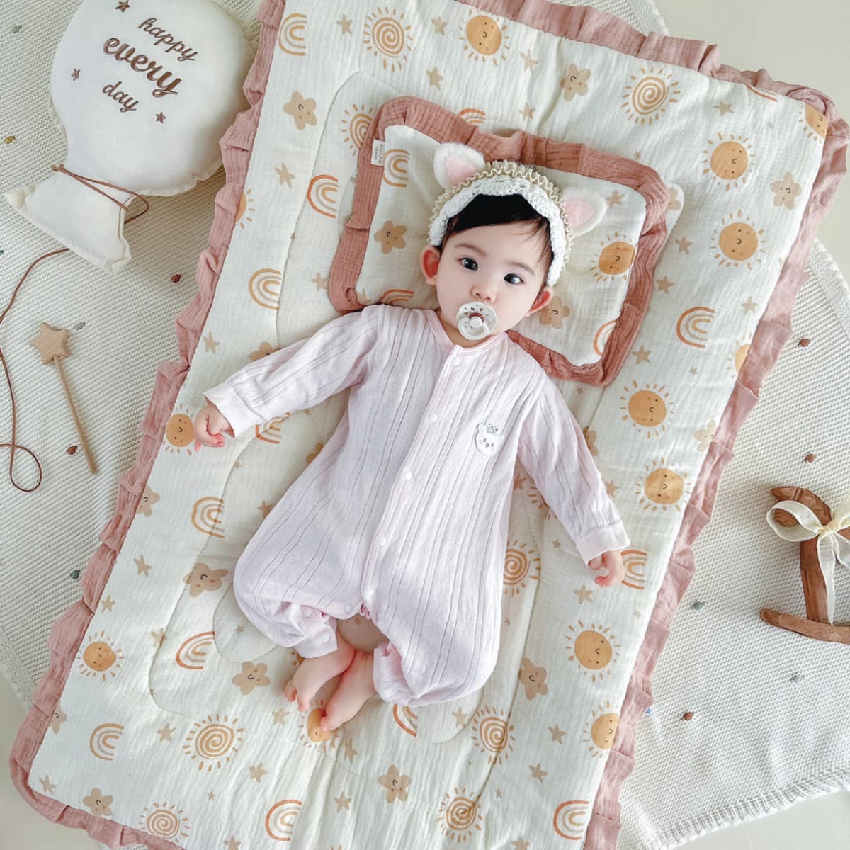 Newborn Bean Fleece Crib Mattress Pad, Washable Baby Kindergarten Nap Thick Padding for Autumn and Winter