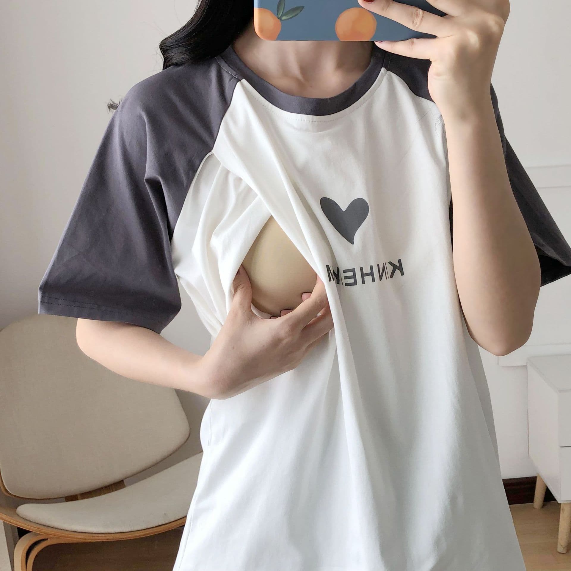 Maternity Summer Nursing Top Going Out T-Shirt Trendy Hot Mom Loose Plus Size Pure Cotton Nursing Clothes Postpartum Dress