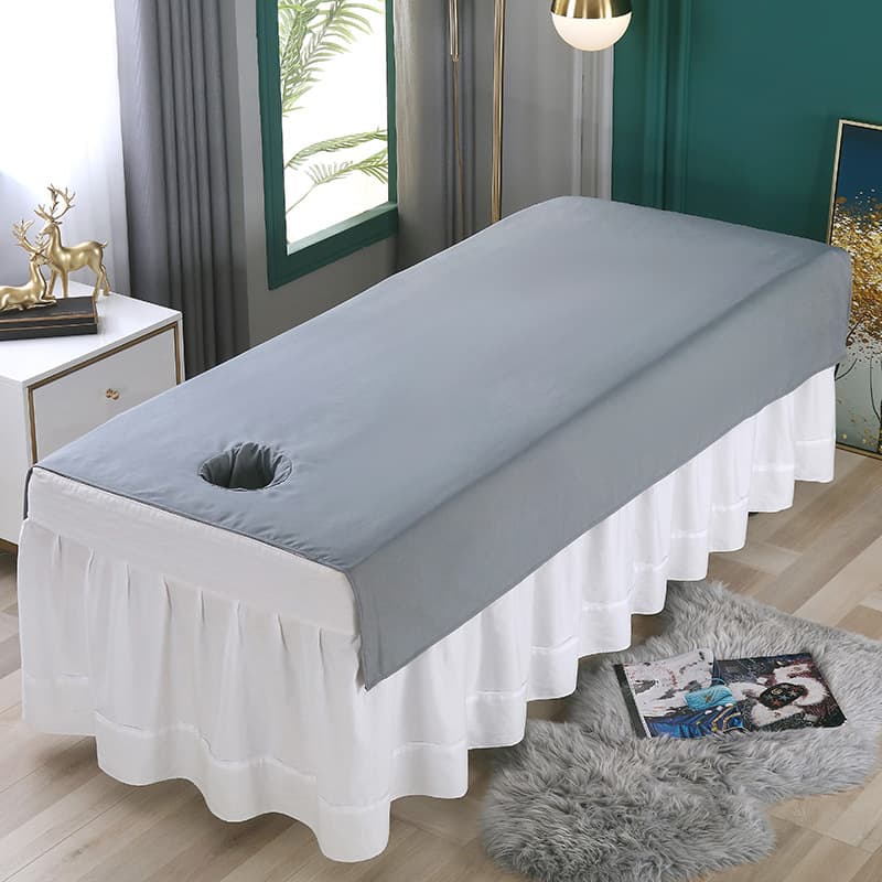 Beauty Salon Bed Sheet with Hole, Printed Logo, Body Therapy SPA Sheet, Washable and Quick-Drying, Thickened Massage Bed Sheet Wholesale