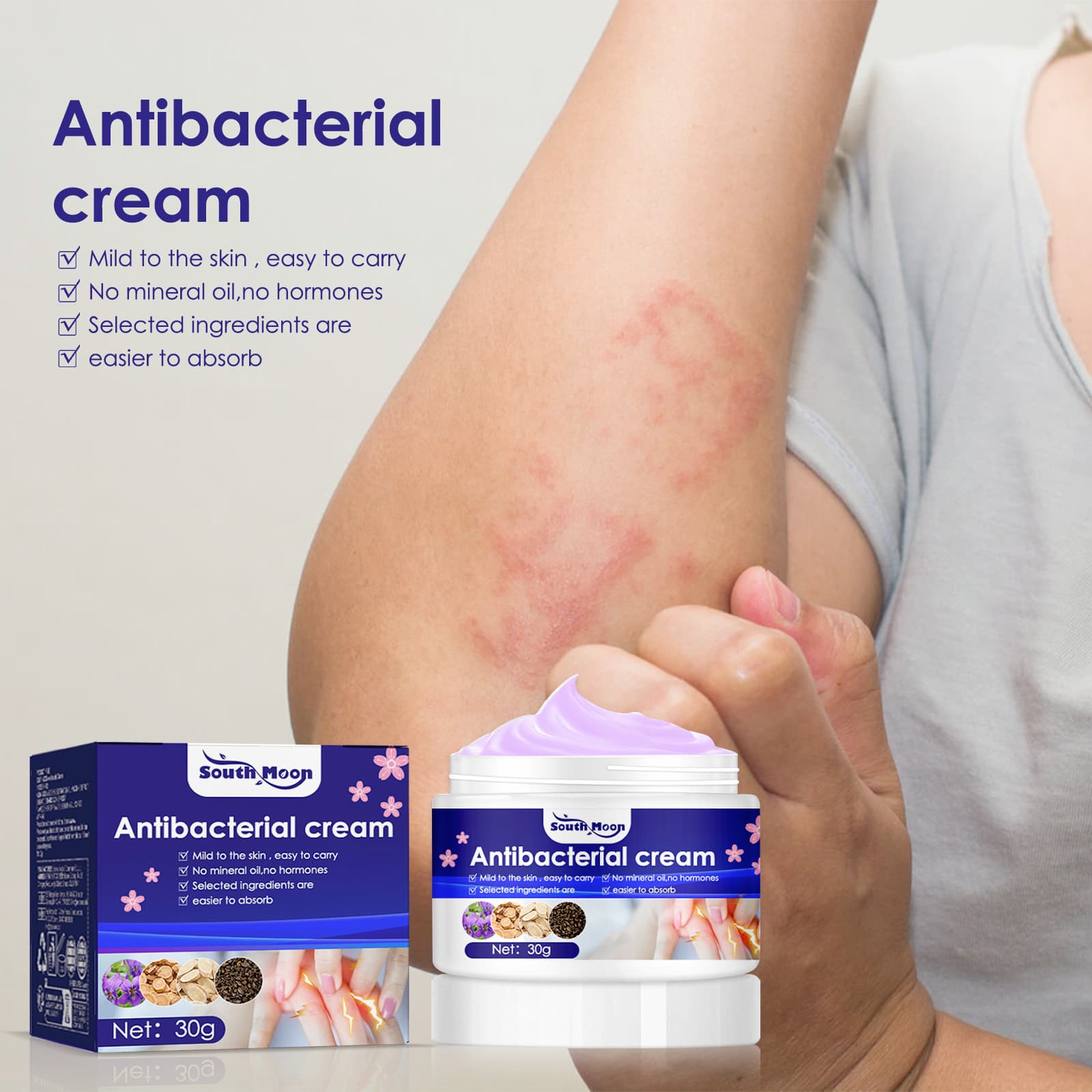 South Moon Violet Herb Skin Care Cream, Moisturizing Topical Skin Cream for External Use