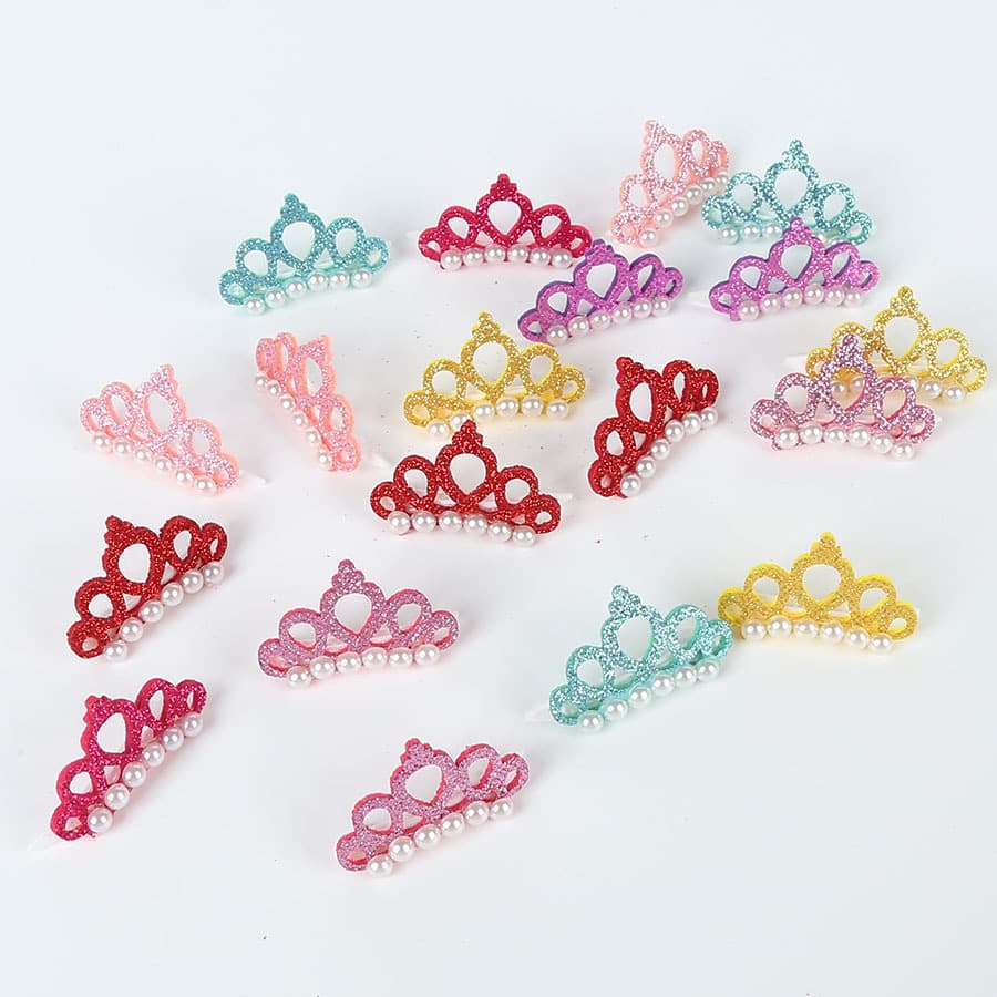 New Pet Supplies Frog Crown Pearl Head Teddy Yorkshire Pet Hair Clip Accessories Cute Crown Pearl Head Hairpin For Pets