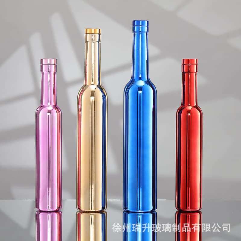 Electroplated glass wine bottle 500ml fruit wine bottle 375ml ice wine bottle foreign wine bottle whiskey empty glass bottle customization