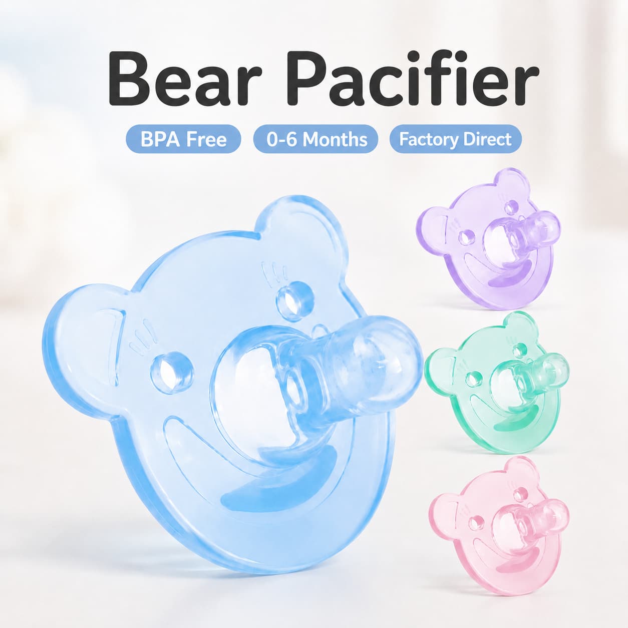 Baby Pacifier 0-6M, BPA Free Liquid Silicone Infant Soother