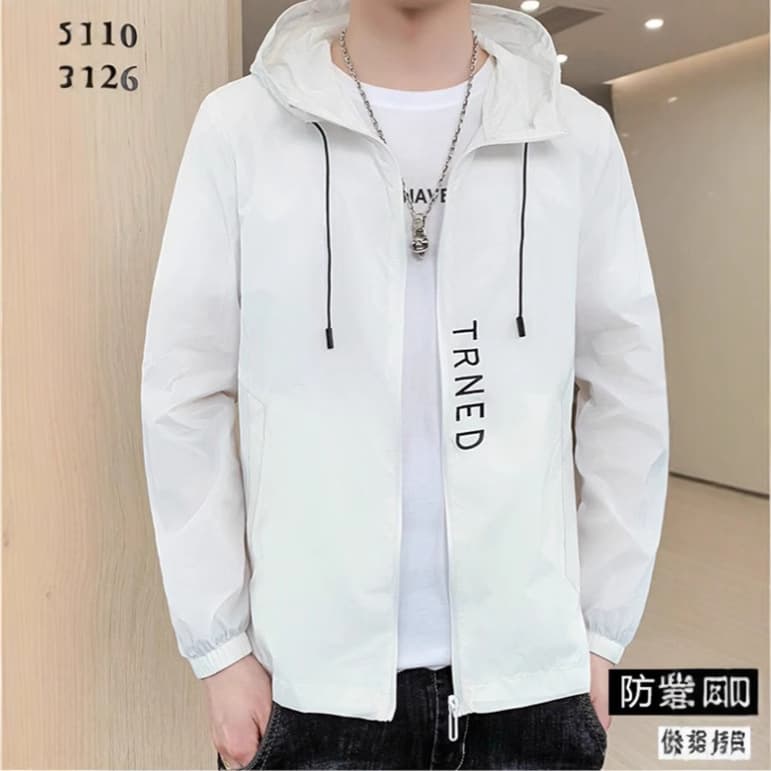 Men's Ice Silk Ultra-Thin Hooded Fishing Sun Protection Jacket Breathable Long Sleeve Letter Print Skin Jacket Loose Versatile Outerwear