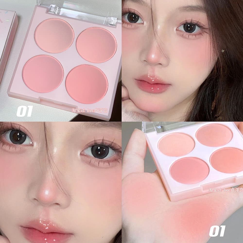 Herorange Creamy Four-Color Blush Palette Highlighting Setting Powder Contouring Compact Natural Look Illuminating Powder