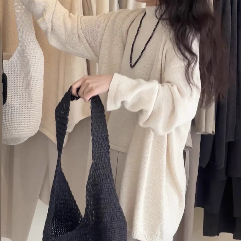 In Stock 2026 Spring New Korean Dongdaemun m*ia Rolled Hem Knit Vest Loose Knit Sun Protection Cardigan
